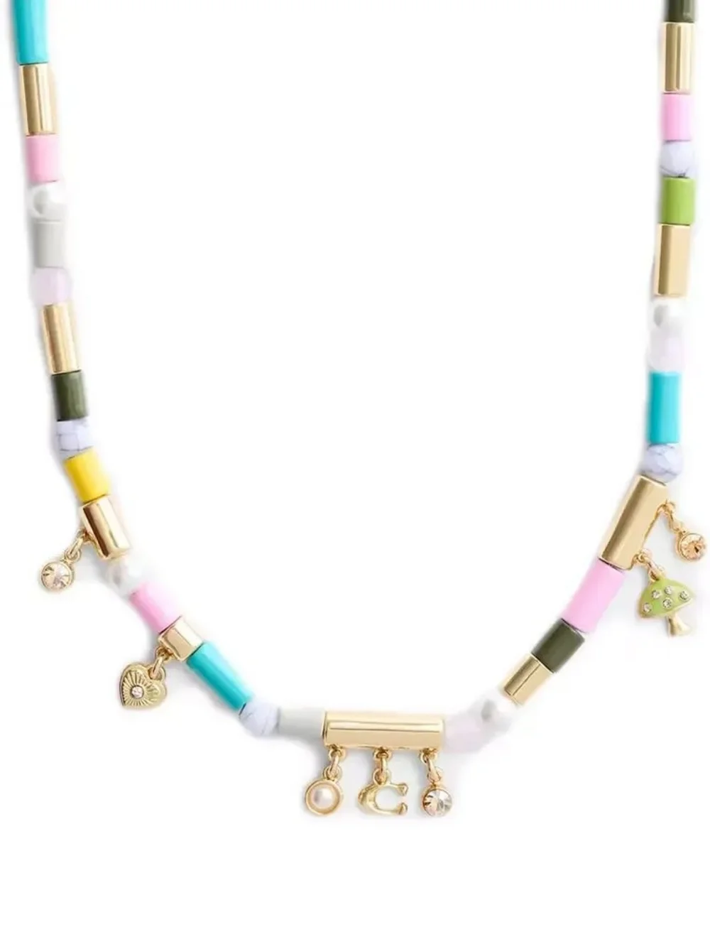 Coach Heart Multi Charm Beaded Necklace NWT - Picture 2 of 13